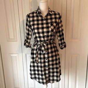 Wanna B Black and White Buffalo Plaid Dress